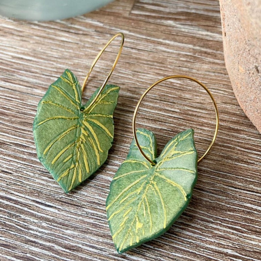 Women The Secret Closet | Elephant Leaf Hoop Earrings