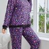 Women The Secret Closet Loungewear | Vibrant Leopard Lounge Set In Purple