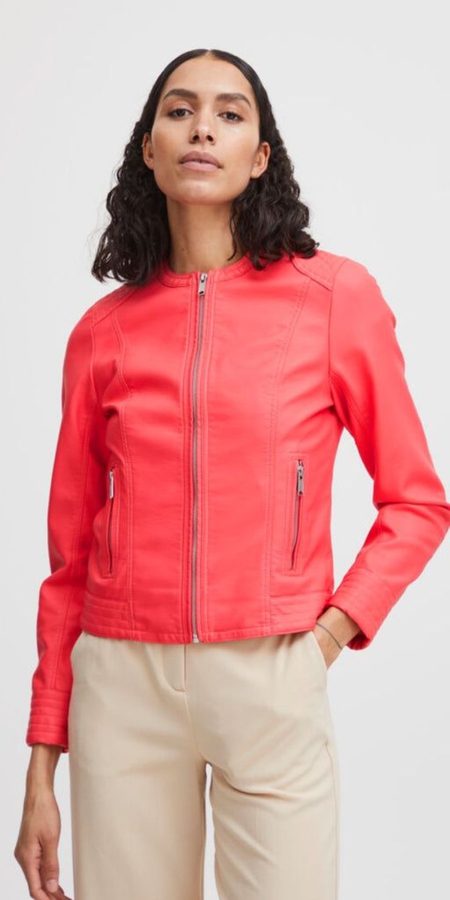 Women The Secret Closet Coats & Jackets | B Young Acom Leather Look Biker In Cayenne