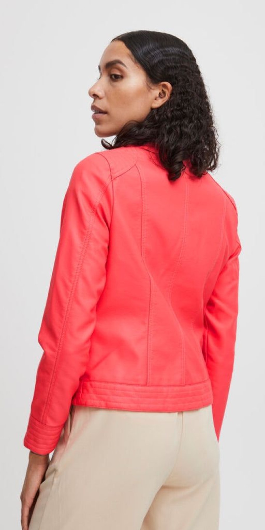 Women The Secret Closet Coats & Jackets | B Young Acom Leather Look Biker In Cayenne