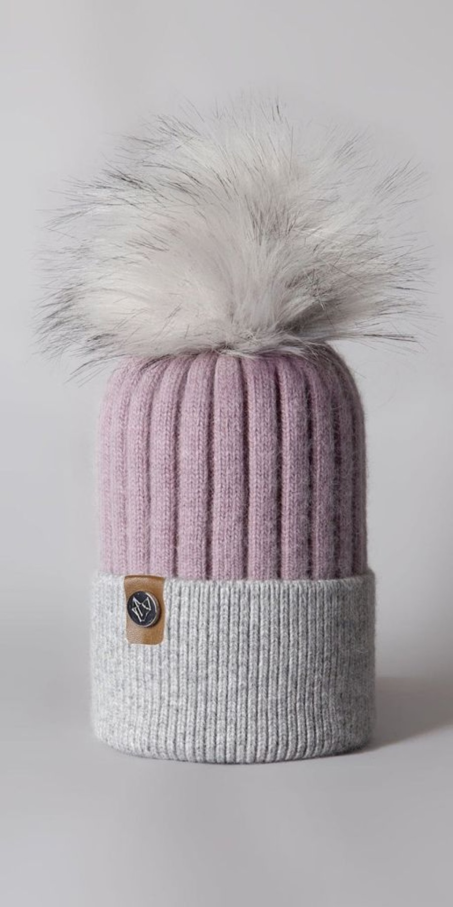 Women The Secret Closet Hats | Luxy Harley Faux Fur 2 Tone Cable Hat In Mauve & Grey