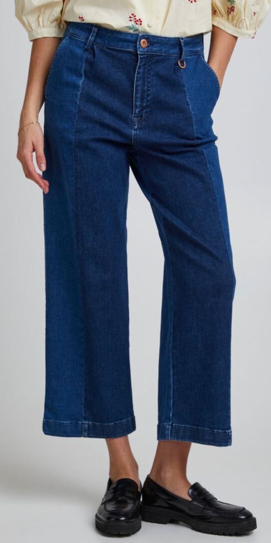 Women The Secret Closet Denim | Pulz Liva Wide Leg 2 Tone Jeans