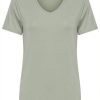 Women The Secret Closet Tops | B Young Rexima V Neck T Shirt In Aloe