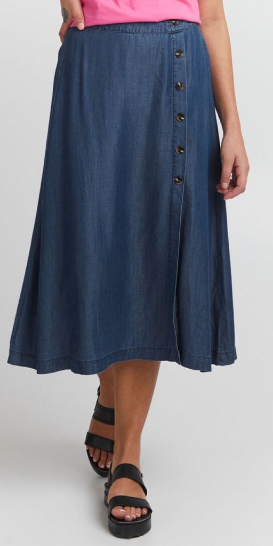 Women The Secret Closet Skirts | Ichi Lambrey Skirt In Dark Blue