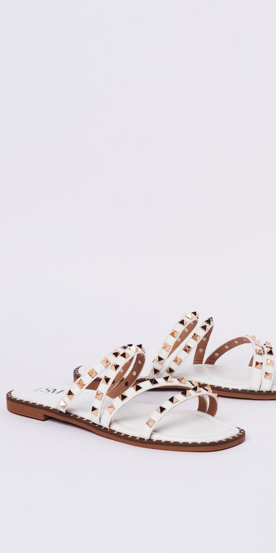 Women The Secret Closet | Studded Strappy Slider In White