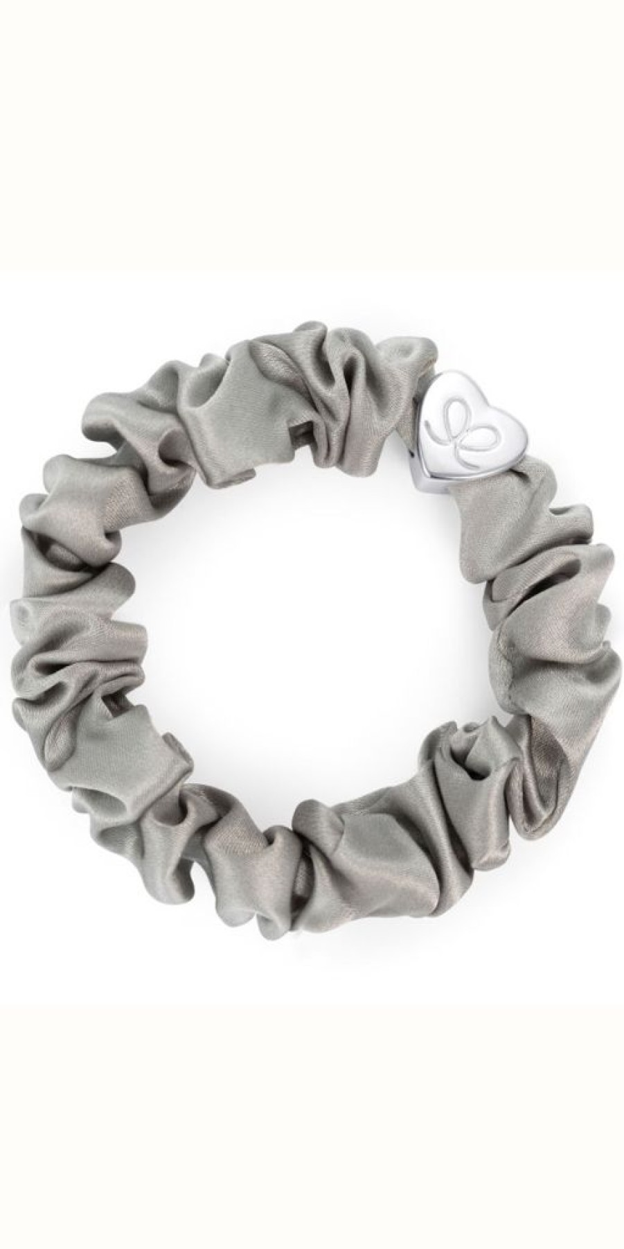 Women The Secret Closet | By Eloise Silver Heart Silk Scrunchie In Moonlight