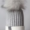 Women The Secret Closet | Luxy Harley Faux Fur 2 Tone Cable Hat In Grey & White