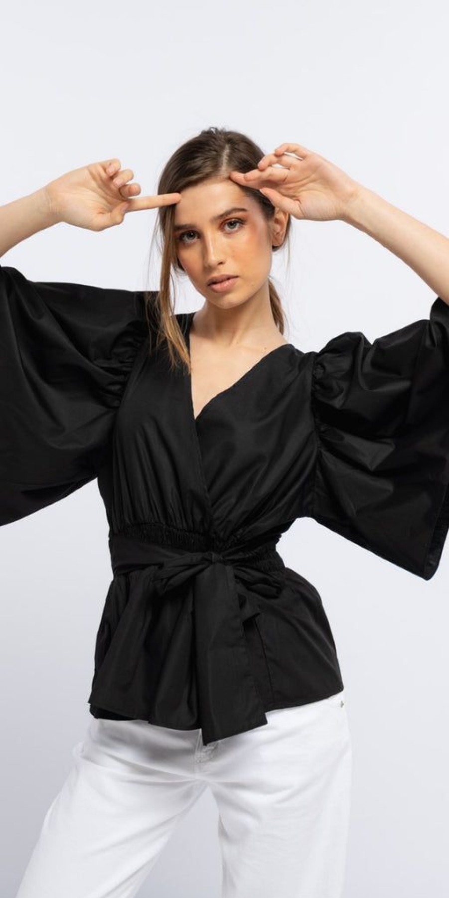 Women The Secret Closet Tops | Smf Kimono Blouse In Black