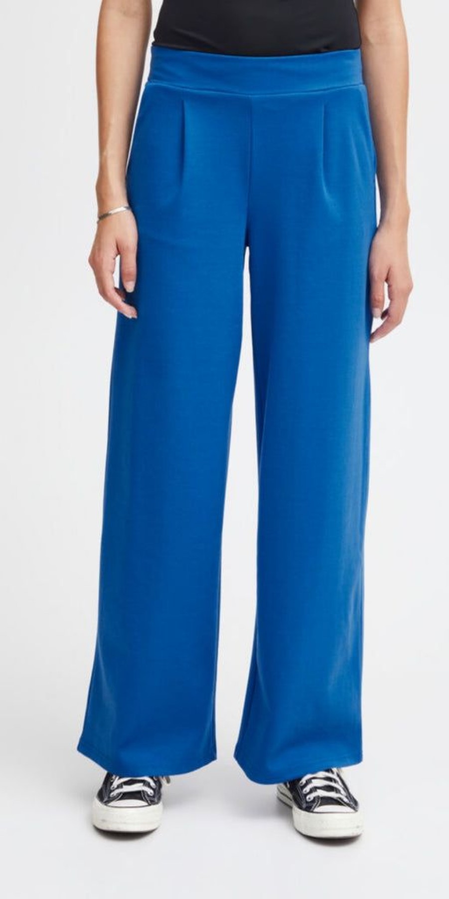 Women The Secret Closet Trousers | Ichi Kate Long Wide Leg Trousers In Lapis Blue