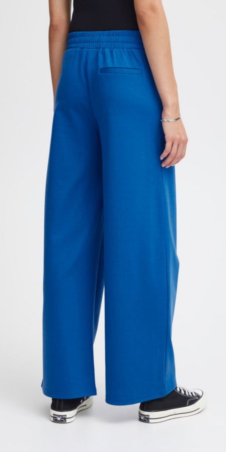 Women The Secret Closet Trousers | Ichi Kate Long Wide Leg Trousers In Lapis Blue