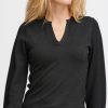 Women The Secret Closet Tops | Pulz Sara V Neck Glitter Pullover In Black Beauty