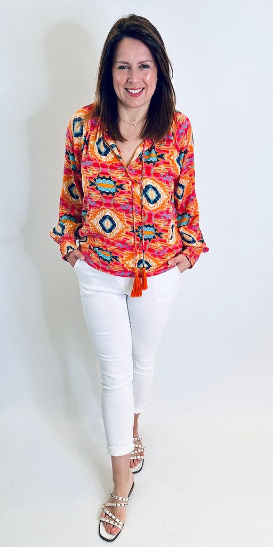 Women The Secret Closet Tops | Smf Ikat Print Blouse