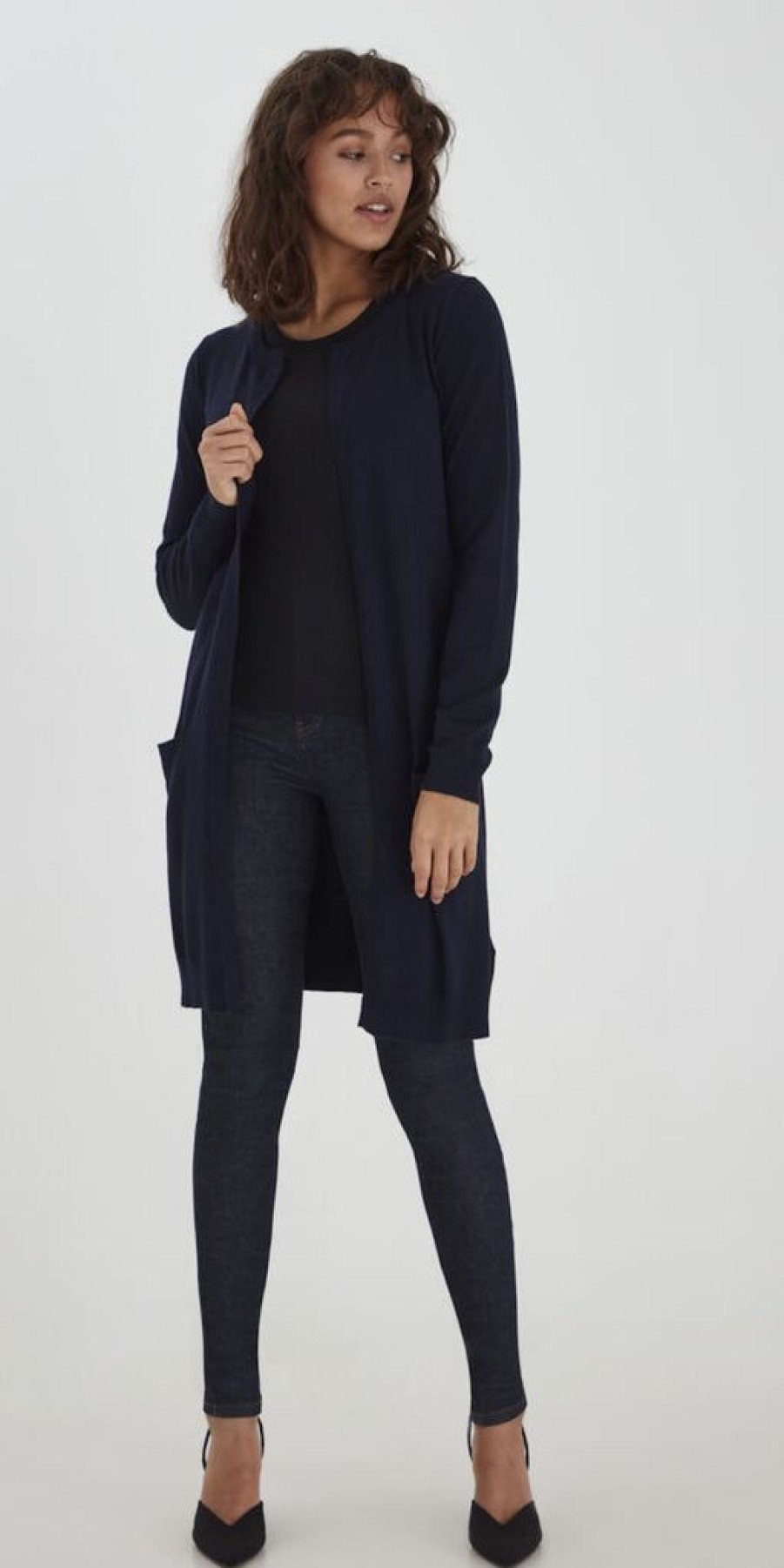 Women The Secret Closet Knitwear | Pulz Sara Longline Cardigan In Blue Marine