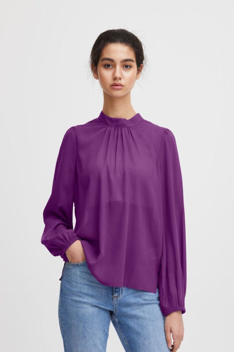 Women The Secret Closet Tops | Ichi Cellani Blouse In Amaranth Purple