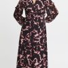 Women The Secret Closet | Pulz Duffy Dress In Fuschia Black Print