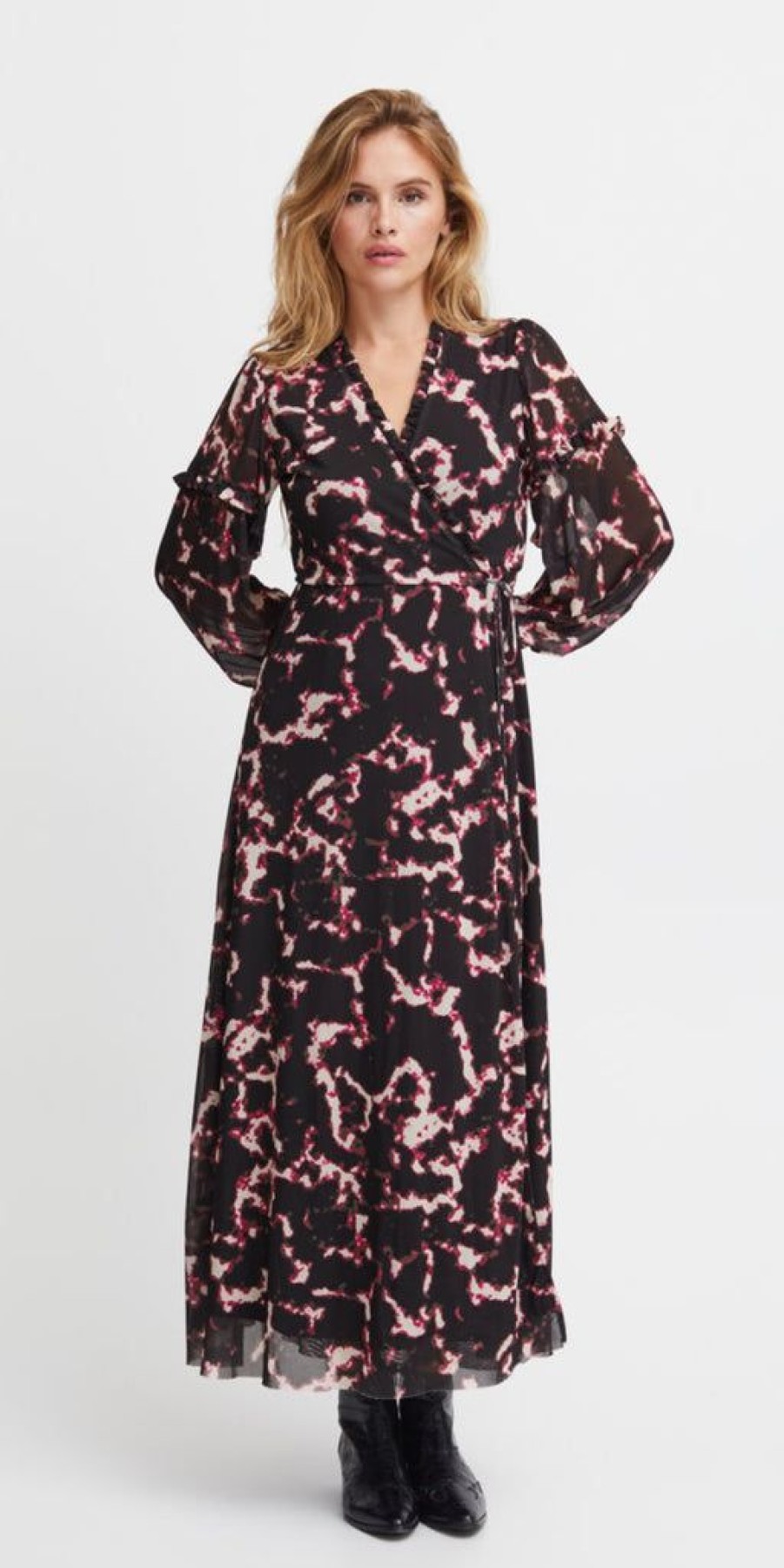 Women The Secret Closet | Pulz Duffy Dress In Fuschia Black Print