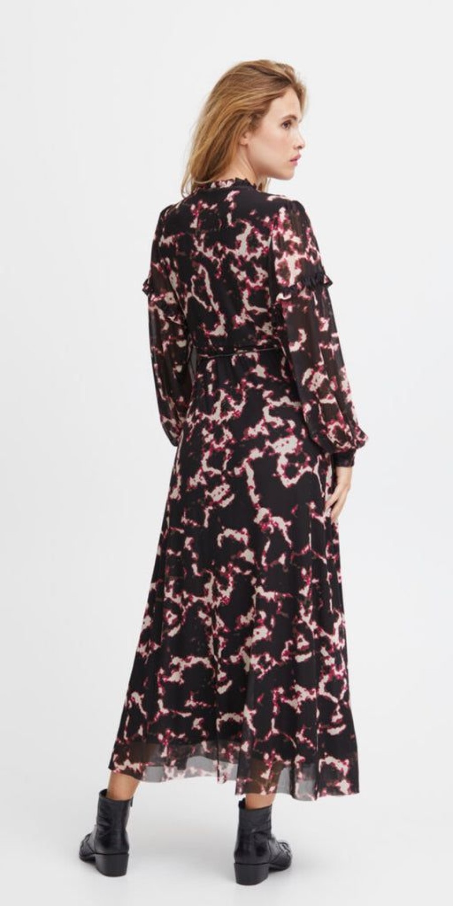 Women The Secret Closet | Pulz Duffy Dress In Fuschia Black Print