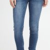 Women The Secret Closet Trousers | Pulz Joy High Rise Skinny Jean In Medium Blue (32Inch Leg)