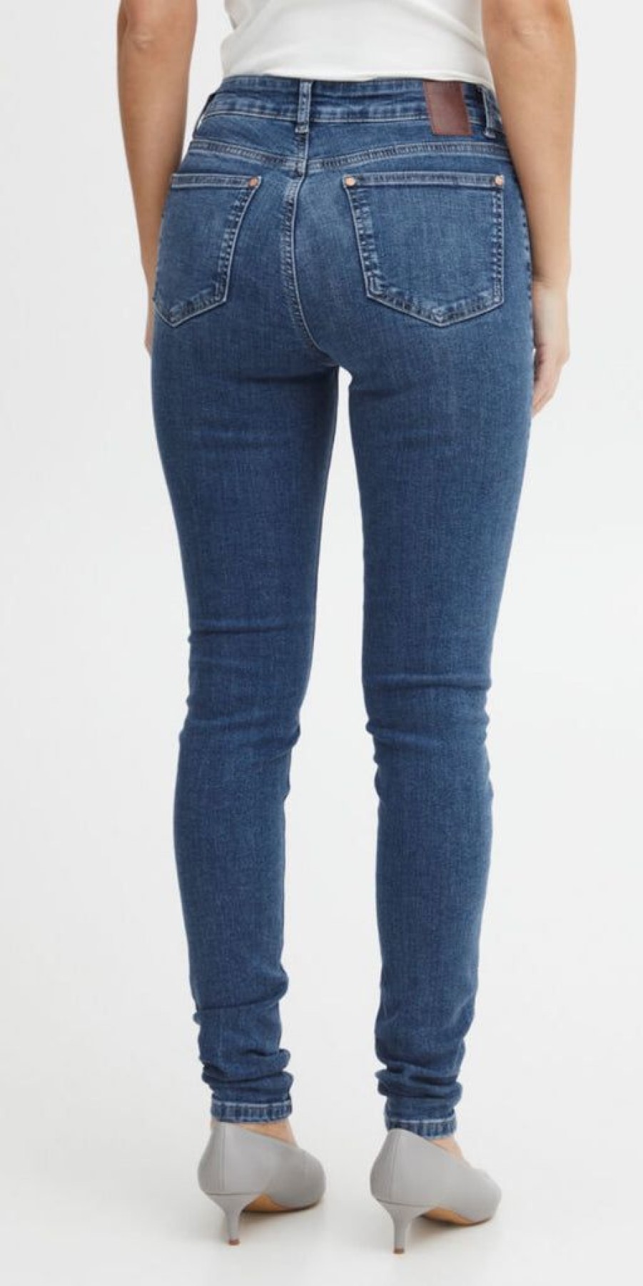 Women The Secret Closet Trousers | Pulz Joy High Rise Skinny Jean In Medium Blue (32Inch Leg)