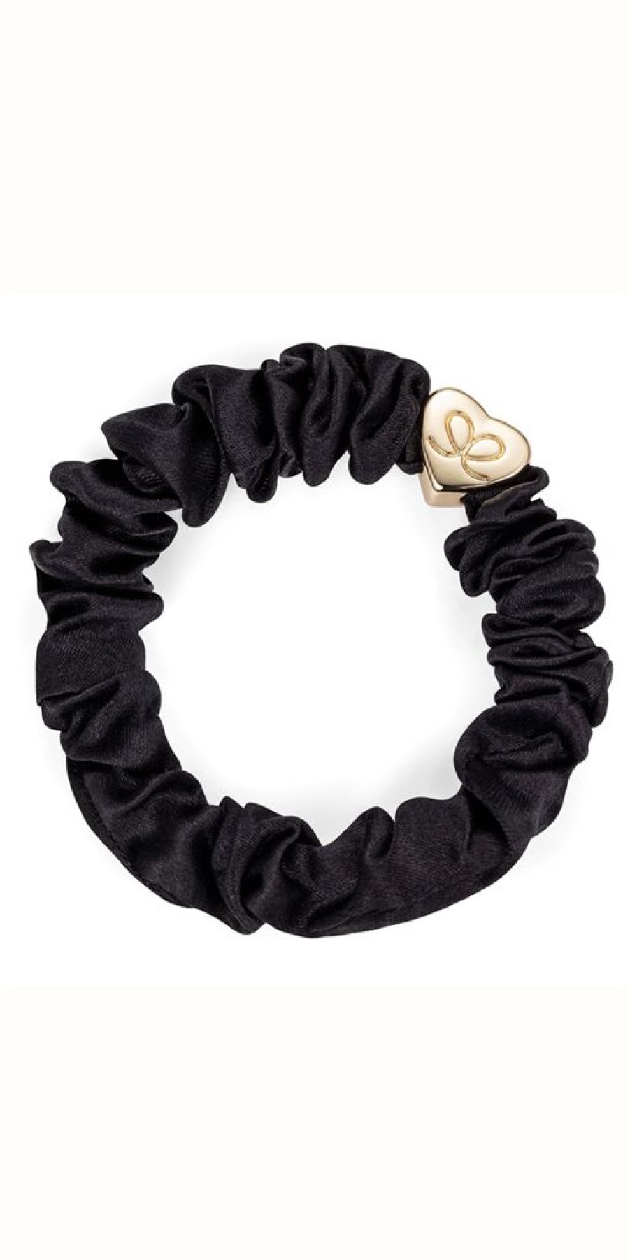 Women The Secret Closet | By Eloise Gold Heart On Black Silk Scrunchie