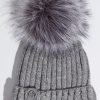 Women The Secret Closet Hats | Luxy Boston Hat In Grey With Grey Faux Fur Pom