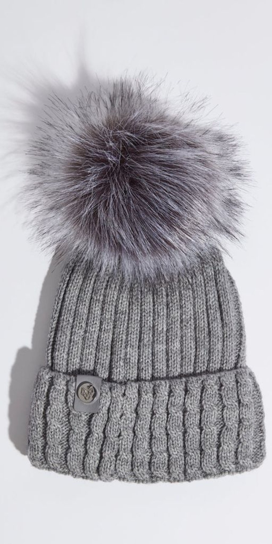 Women The Secret Closet Hats | Luxy Boston Hat In Grey With Grey Faux Fur Pom