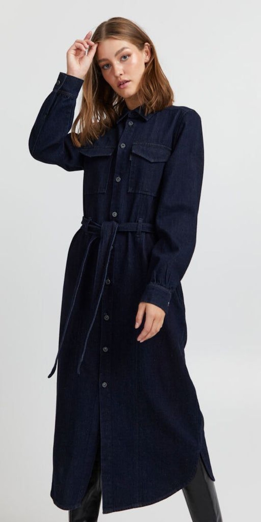 Women The Secret Closet Dresses | Pulz Rosia Denim Dress In Dark Blue