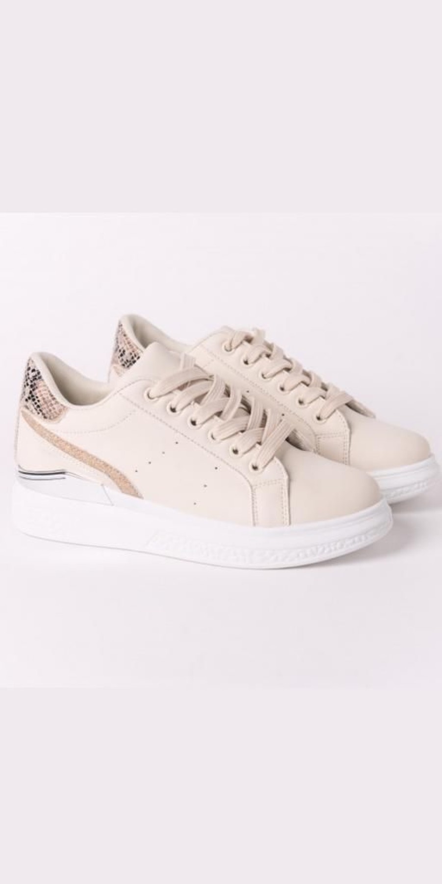 Women The Secret Closet | Metallic Trim Trainer In Cream & Gold