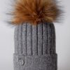 Women The Secret Closet | Luxy Harley Faux Fur Cable Hat In Grey