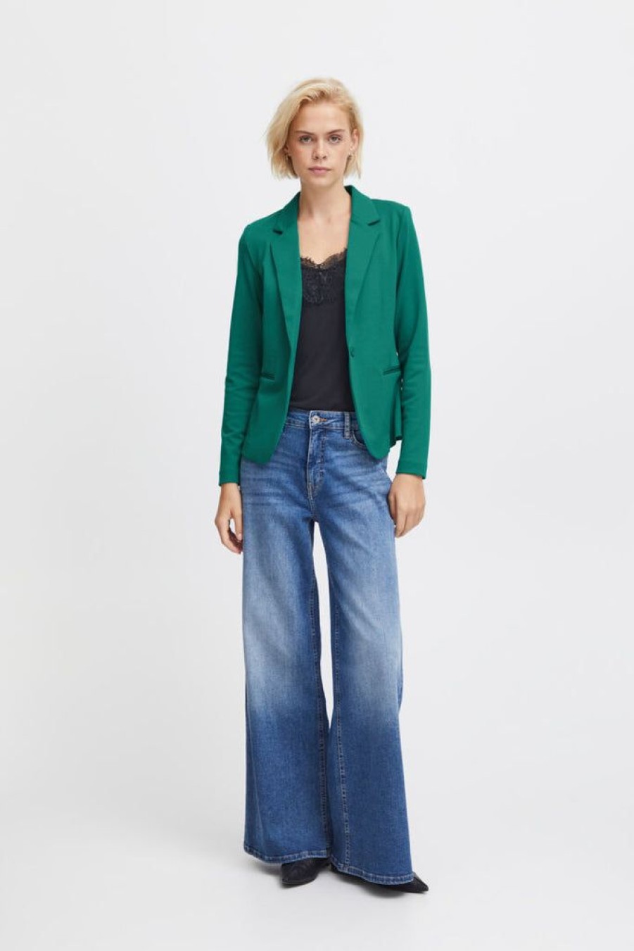 Women The Secret Closet Coats & Jackets | Ichi Kate Blazer In Cadmium Green