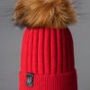 Women The Secret Closet | Luxy Harley Faux Fur Cable Hat In Red