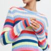 Women The Secret Closet Knitwear | B Young Okarla Stripe Jumper In Vista Blue Mix