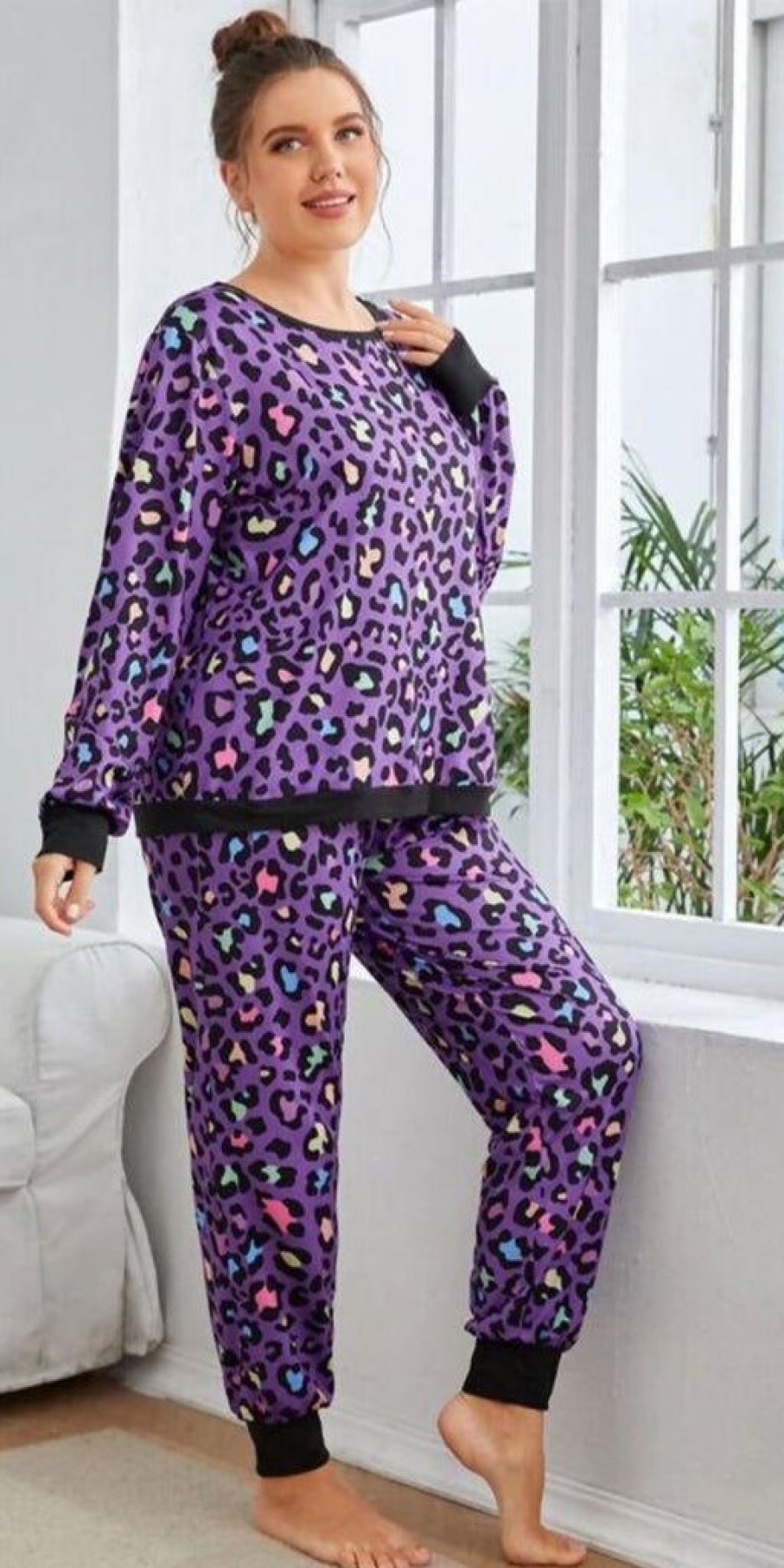 Women The Secret Closet | Vibrant Leopard Lounge Set In Purple