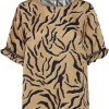 Women The Secret Closet Tops | Pulz Alisa Blouse In Brown Animal Print