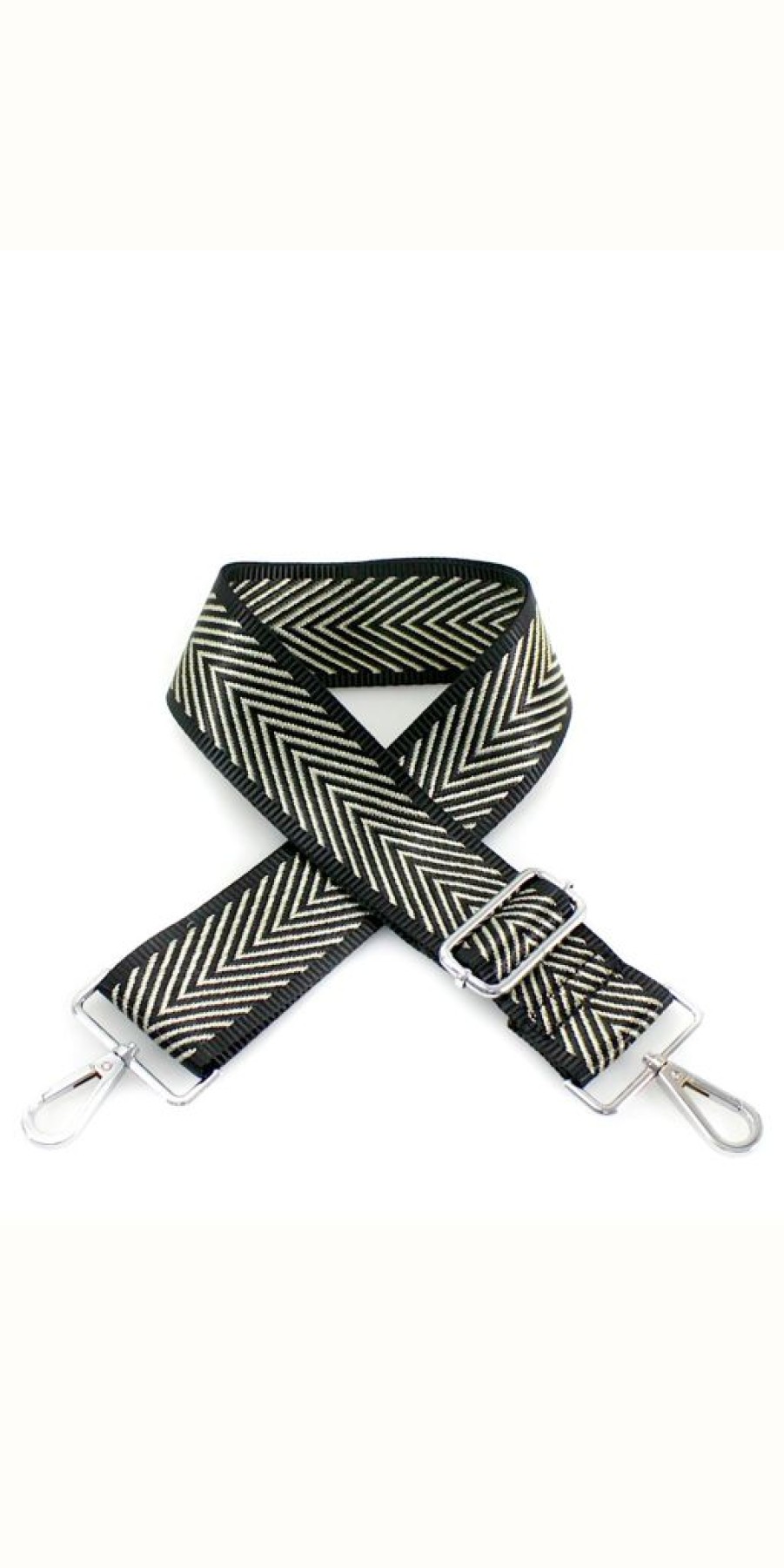 Women The Secret Closet Bags | Bag Strap In Black & Gold Chevron