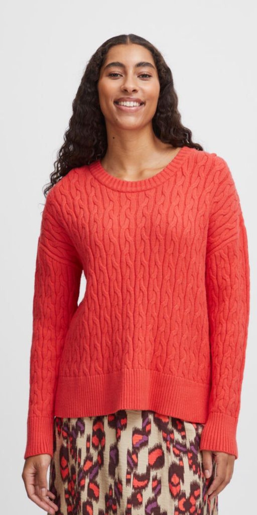 Women The Secret Closet Knitwear | B Young Manina Cable Jumper In Cayenne