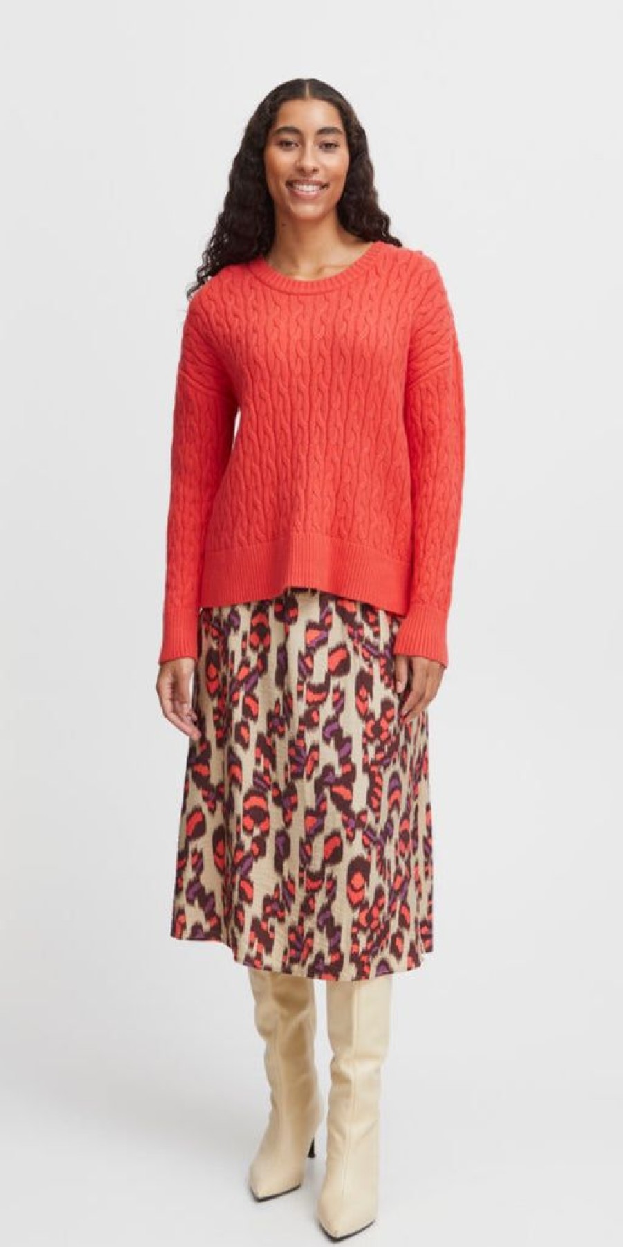 Women The Secret Closet Knitwear | B Young Manina Cable Jumper In Cayenne