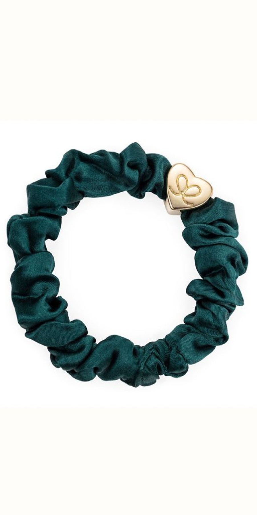 Women The Secret Closet | By Eloise Gold Heart On Green Silk Scrunchie