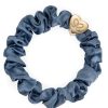 Women The Secret Closet | By Eloise Gold Heart On Denim Blue Silk Scrunchie