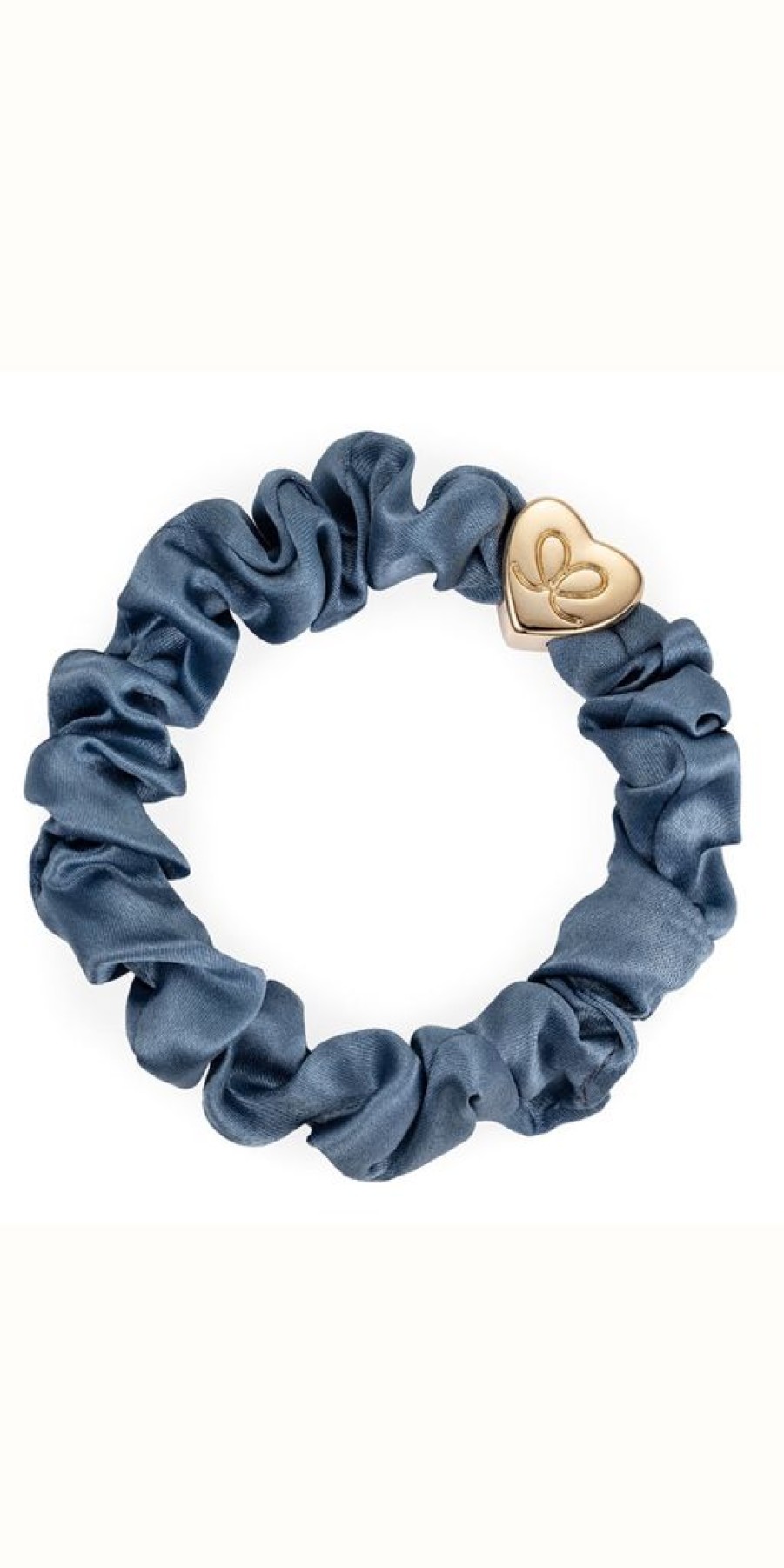 Women The Secret Closet | By Eloise Gold Heart On Denim Blue Silk Scrunchie