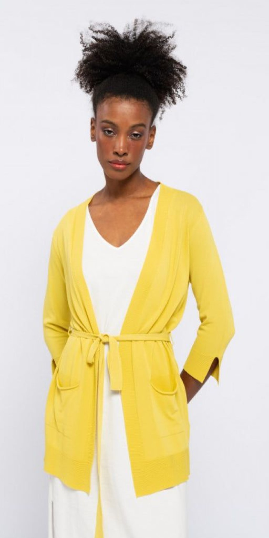 Women The Secret Closet Loungewear | Smf Luxury Wrap Cardigan In Yellow