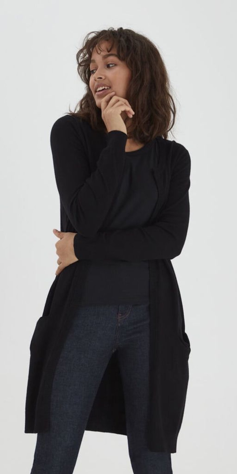 Women The Secret Closet Loungewear | Pulz Sara Longline Cardigan In Black