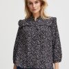 Women The Secret Closet Tops | Pulz Xenia 3/4 Sleeve Blouse In Black Animal Print