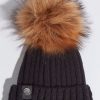 Women The Secret Closet | Luxy Boston Hat In Black With Natural Faux Fur Pom