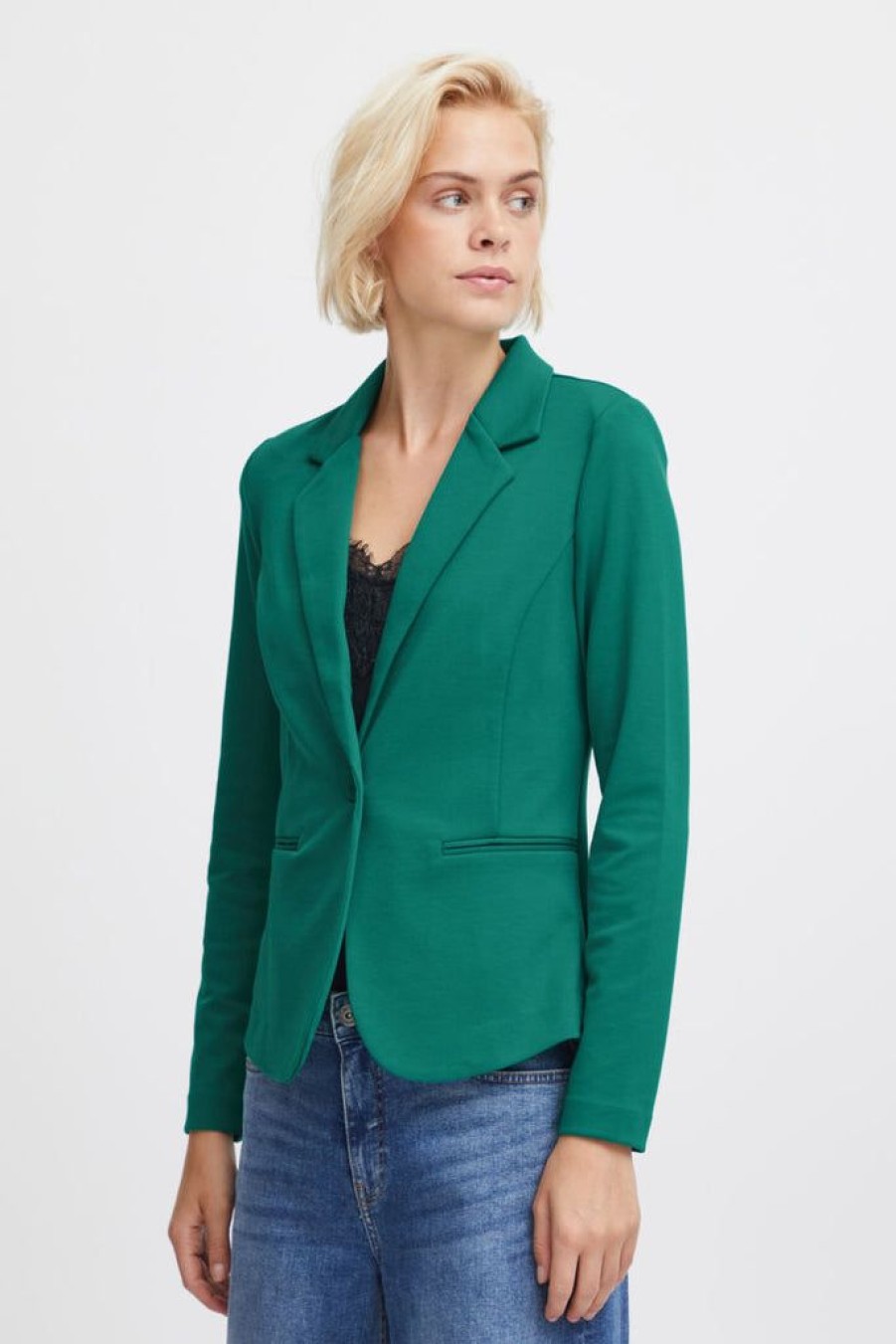 Women The Secret Closet | Ichi Kate Blazer In Cadmium Green