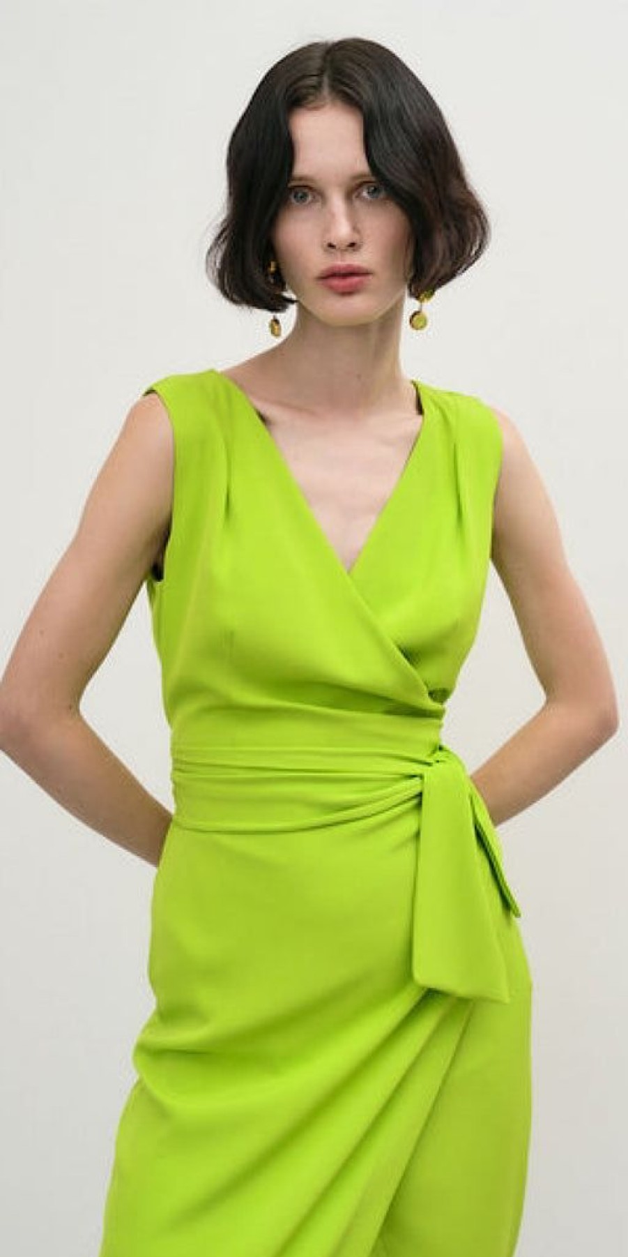 Women The Secret Closet Dresses | Access Wrap Dress In Lime