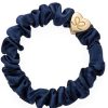 Women The Secret Closet | By Eloise Gold Heart On Navy Silk Scrunchie