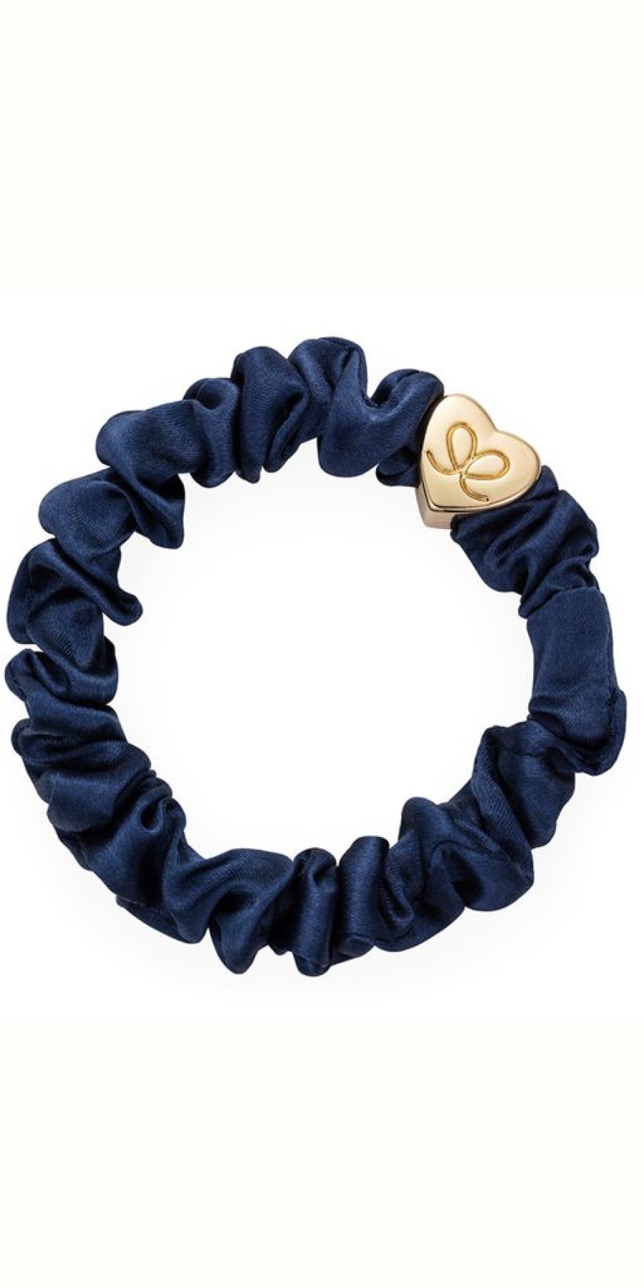 Women The Secret Closet | By Eloise Gold Heart On Navy Silk Scrunchie