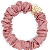 Women The Secret Closet | By Eloise Gold Heart On Pink Champagne Silk Scrunchie