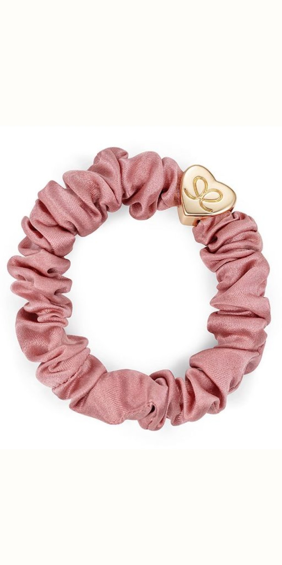 Women The Secret Closet | By Eloise Gold Heart On Pink Champagne Silk Scrunchie